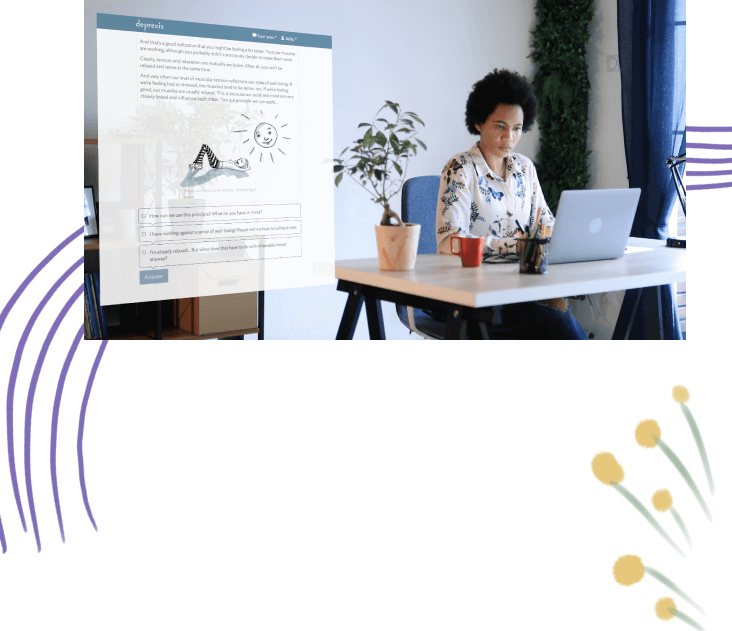 a woman looking at her computer